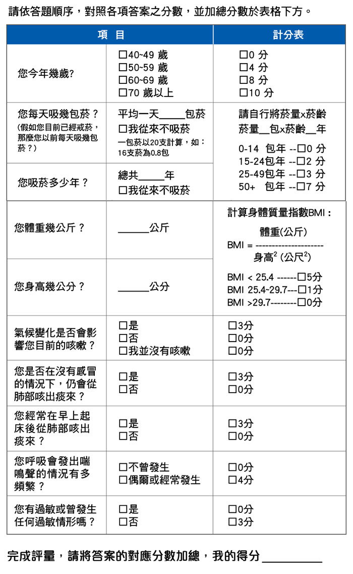 呼吸健康篩選表